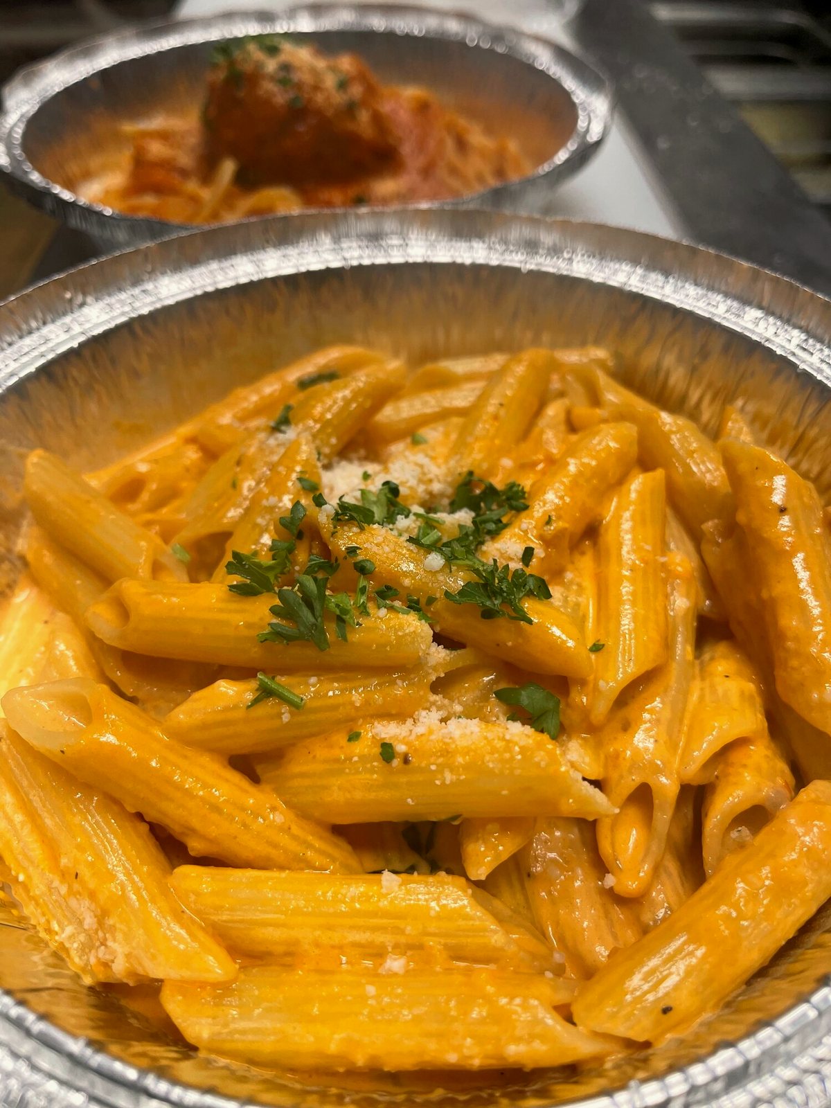 Penne alla vodka in creamy tomato sauce at SOLO