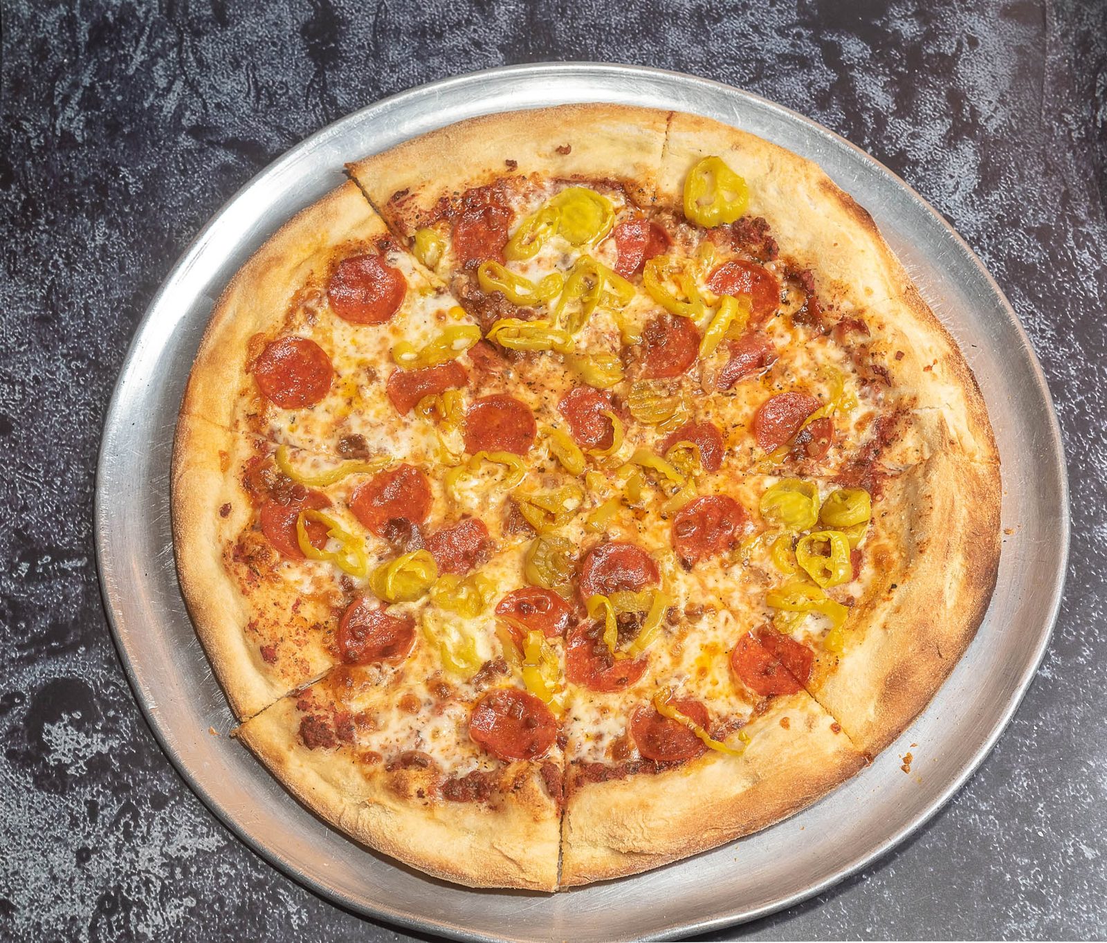 New York–style pepperoni pizza